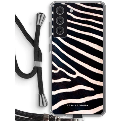 Afbeelding van hoesje met Koord geschikt voor Samsung Galaxy S21 FE Zebra Telefoonhoesje Zwart Bescherming aan alle Kanten en Over de Schermrand