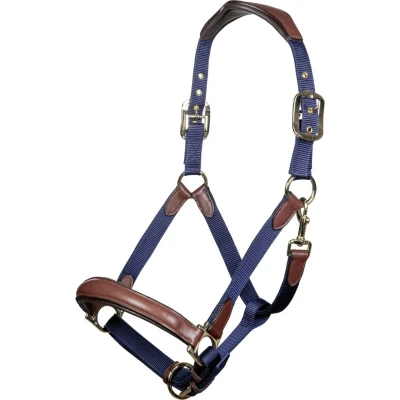 Afbeelding van HKM Halster Luna Leer/Nylon Donkerblauw/Bruin Pony