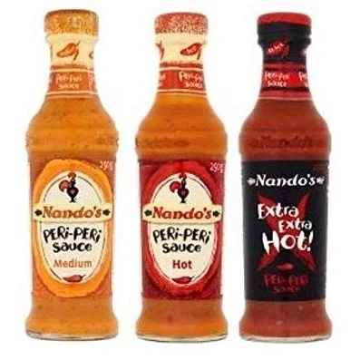 Afbeelding van Nandos Peri sauzen 125 ml medium, warm en extra hete saus.