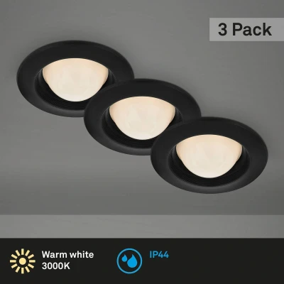 Afbeelding van BRILONER LED Inbouwspots Badkamer Bolvorm 3x3W IP44 Ø9,5cm zwart
