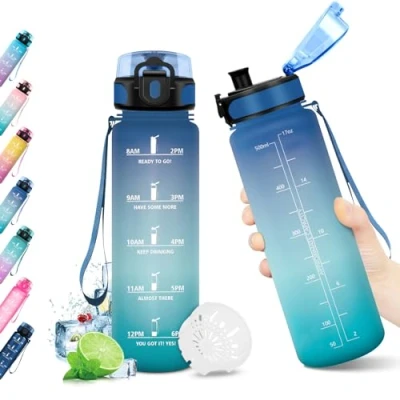 Afbeelding van KollyKolla sportfles voor kinderen, 500 ml, sportfles, lekvrij, met tijdsaanduiding, BPA vrij, fles sportschool, hardlopen, yoga, kantoor, school