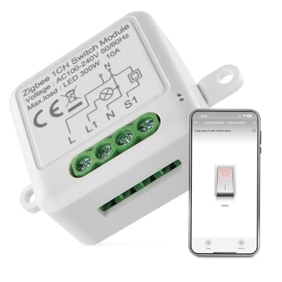 Afbeelding van EMOS GoSmart Home lichtschakelaarmodule met app, ZigBee, enkele schakelaar, inbouw relaisschakelaar voor afstandsbediening, spraakbediening, compatibel