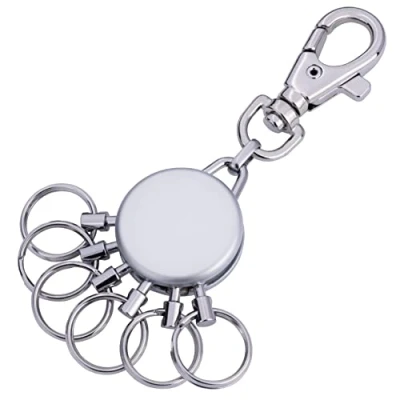 Afbeelding van Troika TB KYR66/CH sleutelhanger incl. karabijnhaak sleutelorganizer 6 ringen afsluitbaar metaal/rommelig mat chroom zilver, ringen, PAPTENT, zilver., PAPTENT