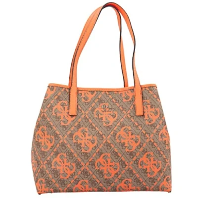Afbeelding van GUESS Vikky Tote damestas, Koffie met melk/oranje logo