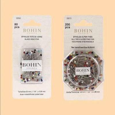Afbeelding van Bohin kleurrijk assortiment (30 x 0,60 mm) glazen kop spelden 80 stuks
