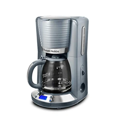 Afbeelding van Russell Hobbs Inspire Grey Coffee Maker (Digitaal Filterkoffiezetapparaat Grijs incl. Glazen Kan (10 Koppen (1,25L)) Programmeerbare Timer Whirltech sproeitechnologie 1100 Watt 24393 56