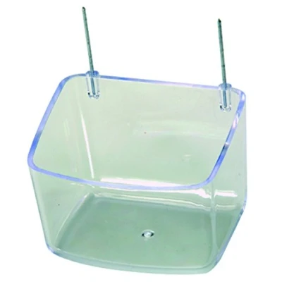 Afbeelding van Duvoplus Voerbak Vogel Eetbakje Alu Haak 9x7x6,5cm Transparant 1st