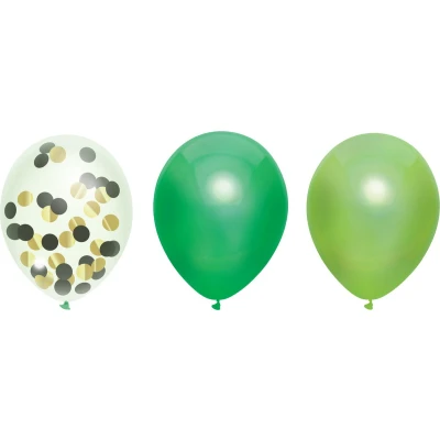 Afbeelding van Groene ballonnen mix met confetti 6 stuks