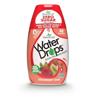 Afbeelding van SweetLeaf Waterdruppels met stevia zoetstof, 48 porties (48 ml), aardbei en kiwi