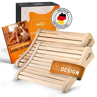 Afbeelding van ALPENHAUCH sauna hoofdsteun hout [2 stuks] Ergonomische Edele accessoires infrarood cabine Comfortabele &amp; brede voor