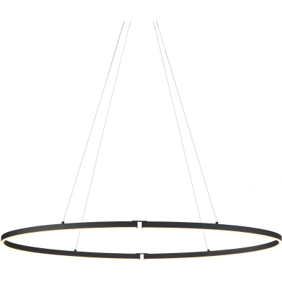 Afbeelding van QAZQA ovallo Design LED Hanglamp voor boven de eettafel in eetkamer 1 lichts L 120 cm Zwart Woonkamer Slaapkamer Keuken