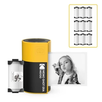 Afbeelding van KODAK Memo Shot ERA MS100 Bundle Imprimante Photo Autocollante + 9 Cartouches Impression 2.7x1.8&quot;, Bluetooth, Compatible iOS/Android, en 25s, Appli Incluse Jaune