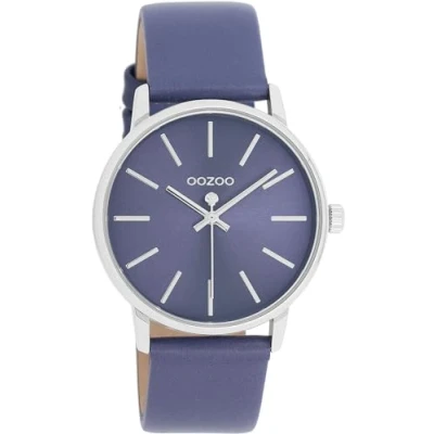 Afbeelding van Oozoo Timepieces Dameshorloge met leren band, modern dameshorloge, elegant, analoog, rond horloge (36 mm behuizing), C11064 paarsblauw/blauw paars, armband
