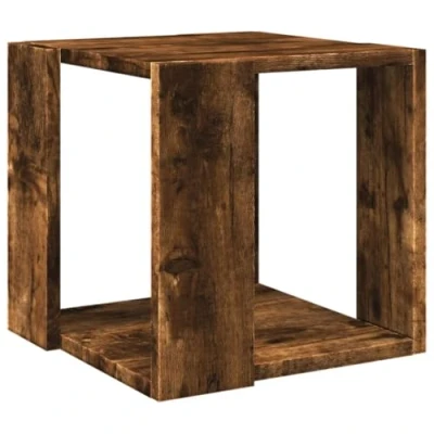 Afbeelding van Salontafel 32x32x30 cm bewerkt hout gerookt eikenkleurig