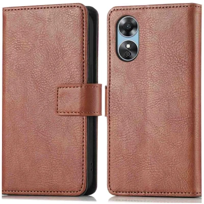 Afbeelding van iMoshion Hoesje Geschikt voor Oppo A17 Met Pasjeshouder Luxe Bookcase Bruin