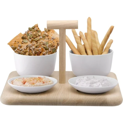Afbeelding van L.S.A. Dine Serveerplank met 4 Schalen Assorti White / Porcelain