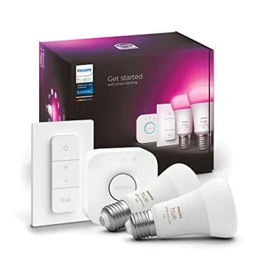 Afbeelding van Philips Hue starterspakket E27 Lichtbron met Bridge en 1 x Dimmer Switch White and Color Ambiance 2 9W Bluetooth