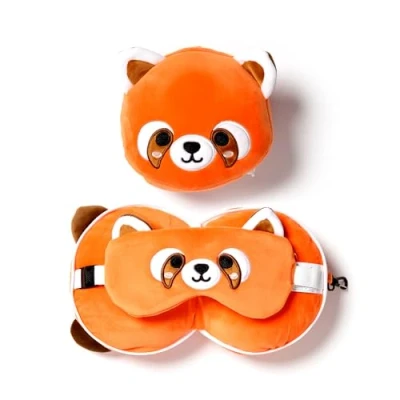 Afbeelding van Puckator Resteazzz nekkussen met Slaapmasker Oranje Panda rond Neksteun voor Reis Vliegtuig/Auto/Bus