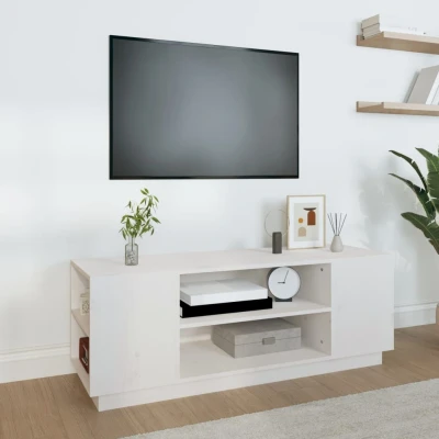 Afbeelding van Tv meubel 110x35x40,5 cm massief grenenhout wit
