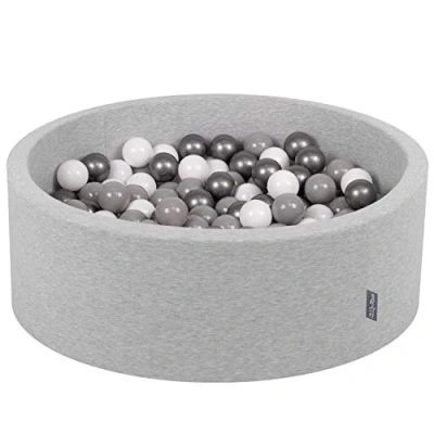 Afbeelding van KiddyMoon 90 x 30 cm/300 ballen, diameter 7 cm, rond, gemaakt in de EU, lichtgrijs: wit grijs zilver