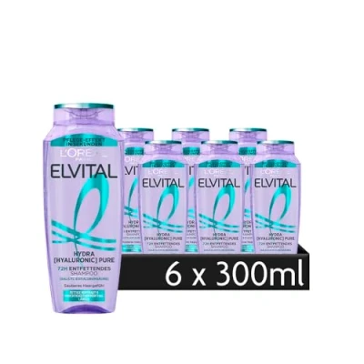 Afbeelding van L&#039;Oréal Paris Elvital Hydra Hyaluronic Pure Shampoo, 6 x 300 ml