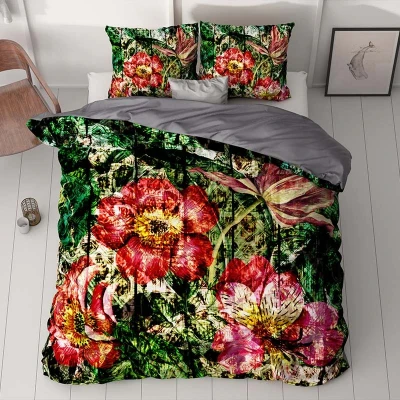 Afbeelding van Dekbedovertrek Arina 2 persoons (200x200/220 cm) Polyester katoen Bloemen Rood Sleeptime Ga naar Dekbed Discounter.nl &amp; Profiteer Nu