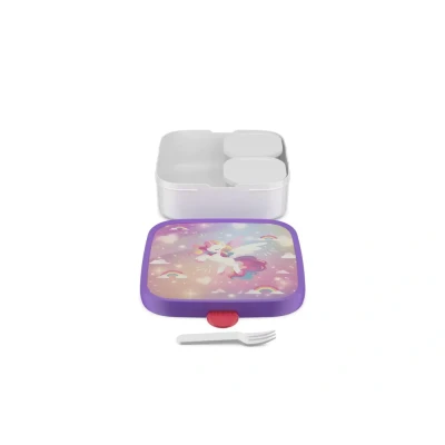 Afbeelding van Mepal bento lunchbox groot Campus 2x 200 + 1250 ml Inclusief 2 uitneembare lekdichte bentobakjes &amp; vorkje Unicorn Glow