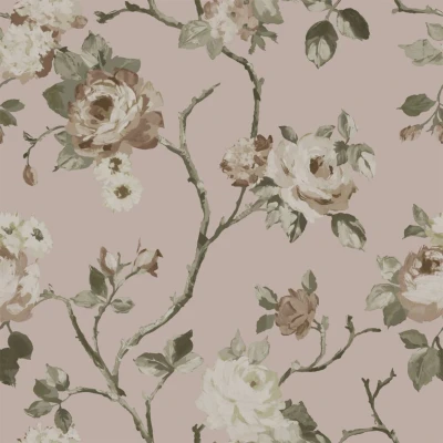Afbeelding van ESTAhome behang vintage bloemen oudroze 139407 0.53 x 10.05 m
