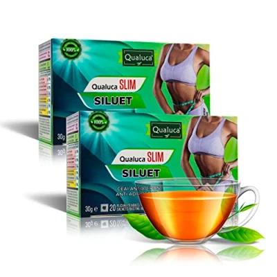 Image de Qualica Slim Siluet Thé pour Perte de Poids Minceur aux Herbes Vert Purifiant Paquet 2 60g