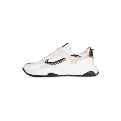 Afbeelding van PS Poelman IVA Sneakers laag, Dames, Maat: 37, White with gold combination Leer