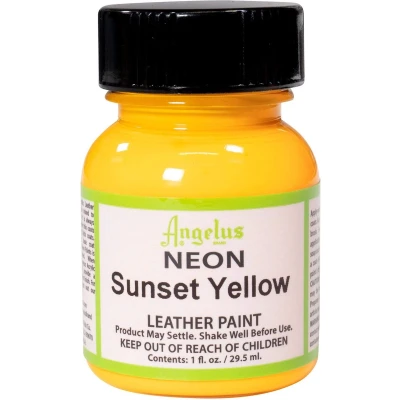 Afbeelding van Angelus Leather Acrylic Paint textielverf voor leren stoffen acrylbasis Neon Sunset Yellow 29,5ml