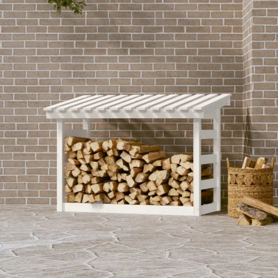 Afbeelding van Haardhoutrek 108x64,5x78 cm massief grenenhout wit