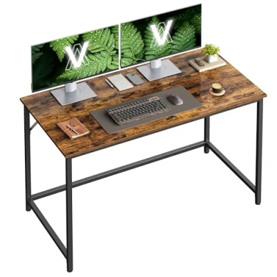 Afbeelding van VASAGLE Bureau, tafel, werkplek, voor kantoor, slaapkamer, 60 x 120 76 cm, industriële stijl, metalen frame, rustiek bruin en zwart LWD039B01