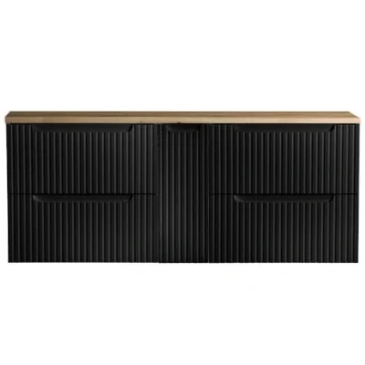 Afbeelding van Wastafelonderkast Newport met lades en deuren 60x140x40 cm zwart eikenkleurig [en.casa]
