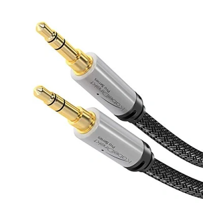 Afbeelding van KabelDirekt aux kabel, 0,5m, kort, 3,5 mm, audiokabel, ontworpen in Duitsland (aux stereo kabel voor auto/iPhone/laptop, gevlochten nylon, jack naar jack, zwart)