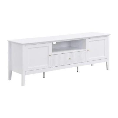 Afbeelding van Vente unique TV meubel met 2 deuren, 1 lade en niche van MDF Wit NARIVA L 150 cm x H 55 D 40