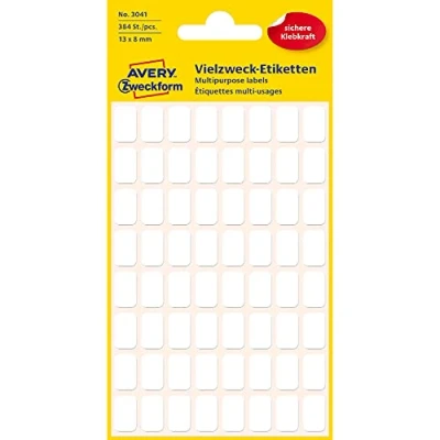 Afbeelding van Avery Witte etiketten ft 13 x 8 mm (b h), 384 stuks etiket