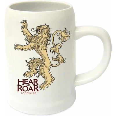 Afbeelding van Game of Thrones Bierglas Wit Keramiek Lannisters Hear me Roar