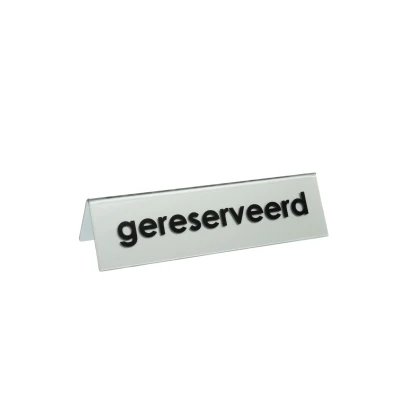 Afbeelding van Luxe Acrylglas Gereserveerd Bordje / Tafelbordje Type Silver
