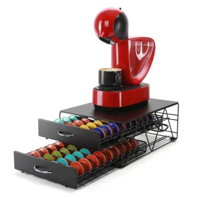Afbeelding van SYSYLY Koffiecapsulehouder, houder voor capsuleopslag 80 Dolce Gusto capsules, koffiepads, zwart.