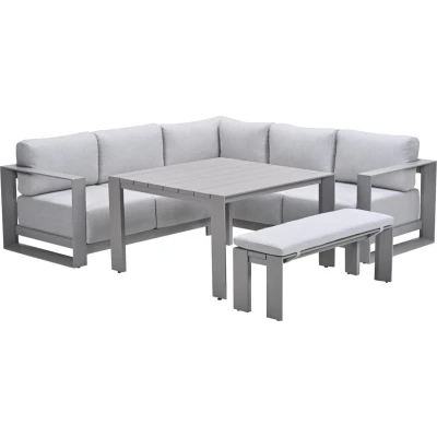 Afbeelding van Garden Impressions Malakka lounge dining set 5 delig taupe valley sand