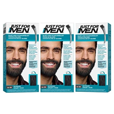 Afbeelding van Just For Men M55 Set van 3 baardverzorgingsborstels voor baard, snor, natuurlijk zwart