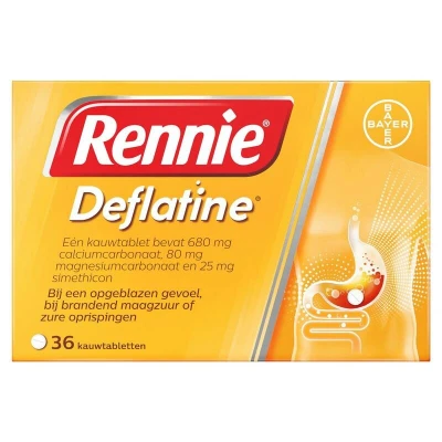 Afbeelding van Rennie Deflatine kauwtabletten bij opgeblazen gevoel of winderigheid 36TB