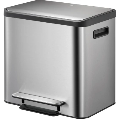 Afbeelding van EKO EcoCasa Recycler pedaalemmer 12+12 ltr, Stainless steel mat RVS