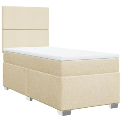 Afbeelding van vidaXL Boxspring met matras stof crèmekleurig 80x200 cm