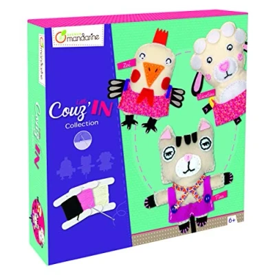 Afbeelding van Avenue Mandarine KC014O Creatieve naaidoos voor kinderen, 3 Little Couz&#039;IN knuffeldieren, vanaf 6 jaar