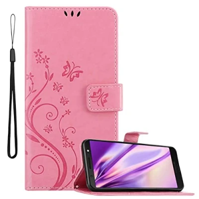 Afbeelding van Cadorabo Hoesje geschikt voor Motorola MOTO G6 PLUS in BLOEMEN ROZE Beschermhoes bloemmotief met magnetische sluiting, standfunctie en kaartsleuven Book Case Cover Etui