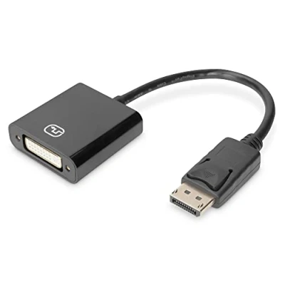 Image de DIGITUS Adaptateur vidéo DisplayPort (M) verrouillé pour DVI I (F) vissable 1.1a 15 cm actif support 1080 p 60 Hz noir