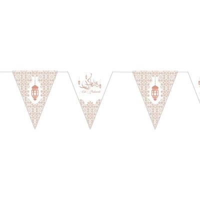 Afbeelding van Vlaggenlijn papier Eid Mubarak Rose Goud 4,5 meter