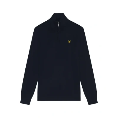 Afbeelding van Lyle &amp; Scott Cotton Merino Quarter Zip Jumper Truien Vesten Heren Sweater Hoodie Vest Donkerblauw Maat L